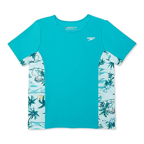 Image of Speedo Girls' Uv Swim Shirt Short Sleeve Printed Rashguard