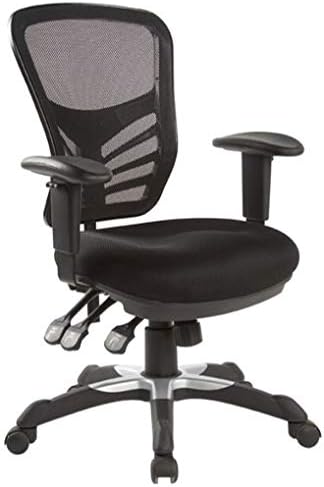Deluxe Office Chair - Ergonomic Office Chair with Passive Lumbar Support - Breathable Mesh Office Chair with Comfortable Seat Cushion - 360 Degree Swivel, Height Adjustable Black Chair
