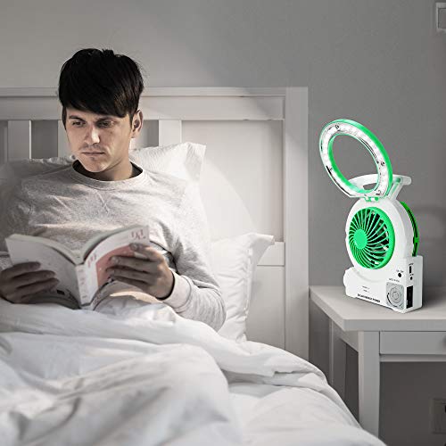 image for Hereta Multi-function Solar Fan, 4000MAH Electric Outdoor Camping Fan 