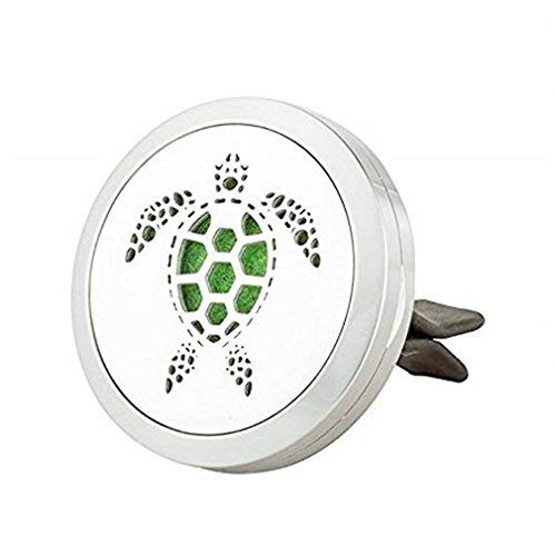 Aromabug Regular Size (Turtle) 30mm Car Aromatherapy Essential Oil Diffuse Stainless Steel Locket Air Freshener with Vent Clip 7 Pads, 1 Oil.