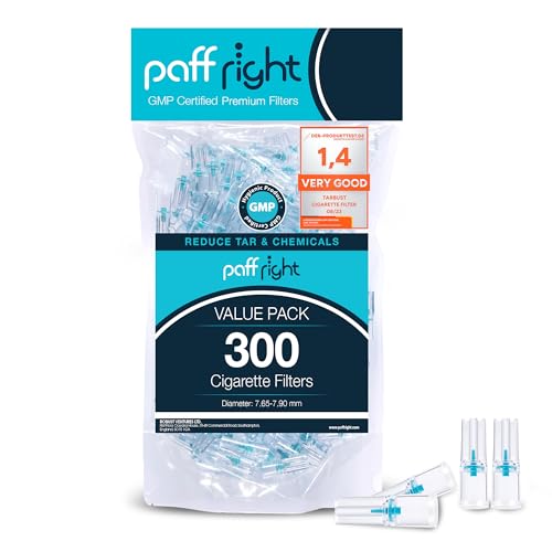 Paffright 300 Filtre Cigarette Anti Goudron et Nicotine pour Tailles Régulières et King size, 300 par Paquet, Filtre Anti Goudron, Embout Cigarette Tabac, 8 mm
