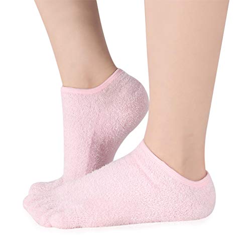 Moisturizing Socks,5-Toe Gel Socks,Cracked Heel Socks,Gel Lining Infused Socks,Gel Spa Socks For Softening and Repairing cracked heels,rough calluses,dry heels,for Men & Women.(Pink))