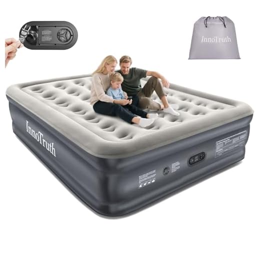 InnoTruth Air Mattress Queen with Built in Pump, Inflatable Mattress Blow up Mattress, Family Choice Award Winner, 18" Colchones Inflables Foldable Air Bed for Guest & Home, Ideal for Camping, 650lbs