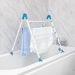 BLACK+DECKER Extendable Over Bath Airers, Two Colours, Adjustable Rotation, 10 Bars with 5.6m Total Drying Space, Folds for Compact Storage, Aqua (63219, 63229)