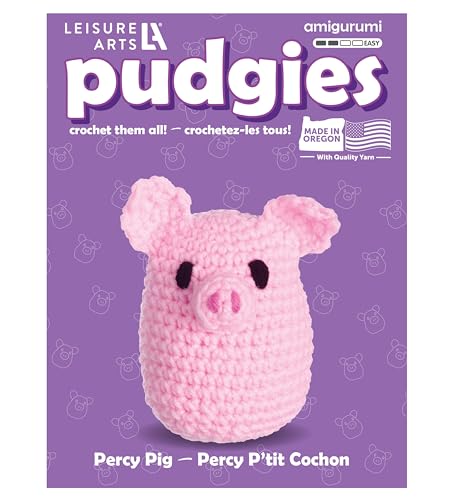 Image of LEISURE ARTS - Crochet Kit, Pudgies Percy The Piggy, 3 inch, Crochet Kit for Beginners, Complete Kit, Animal Kits, Animal DIY Amigurumi Kits