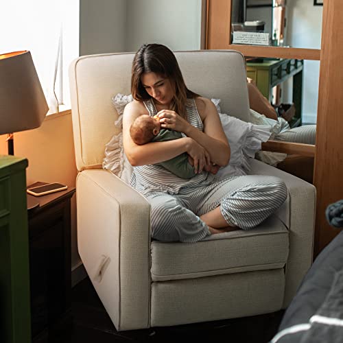 Cooldex Swivel Rocker Chair Glider Recliner, Manual Recliner With Lever Sticker For Nursery, Living Room And Bedroom, 29.9" Dx31.9 Wx43.3 H（Beige #TOP6