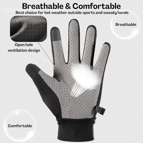 Image of Men's Sun Protection Gloves Men, Anti-Slip Summer Gloves with Touchscreen Fingers | UPF 50+ | Full Finger | Motorcycle & Bike | Lightweight | Summer Riding