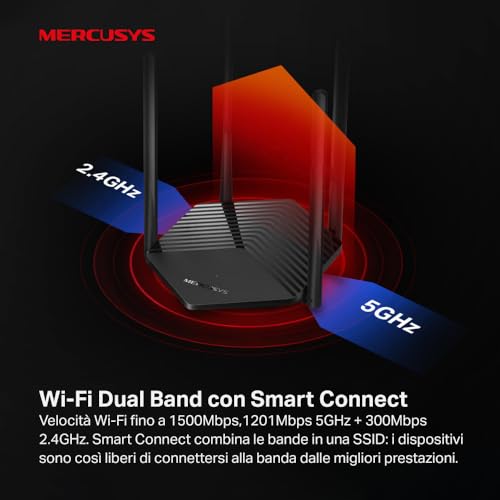 Mercusys TP-Link MR1500X AX1500 Router WiFi 6 Dual-Band, Porta Gigabit, 4 Antenne Ad Alto Guadagno, Parental Control, Rete Ospiti, OFDMA, MU-MIMO, VPN,non supporta xDSL - Router - Immagine 3