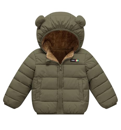 Listado de Chaquetas y abrigos para Bebé disponible en línea. 44 SEAUR - Chaqueta Acolchado Bebé Niña Niño con Forro Polar Abrigo Invierno con Capucha Infantil Ropa Caliente Chaquetas Cálidas Encapuchada con Cremallera - 1-2 Años - Verde