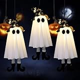 Halloween Deko Outdoor Garten 3 Stück 55CM Halloween Geistergesicht Zaubererhut Hängend Geister Deko Helloween Ghosts für Hof, Garten, Terrasse, Spukhäuse, Partydekor