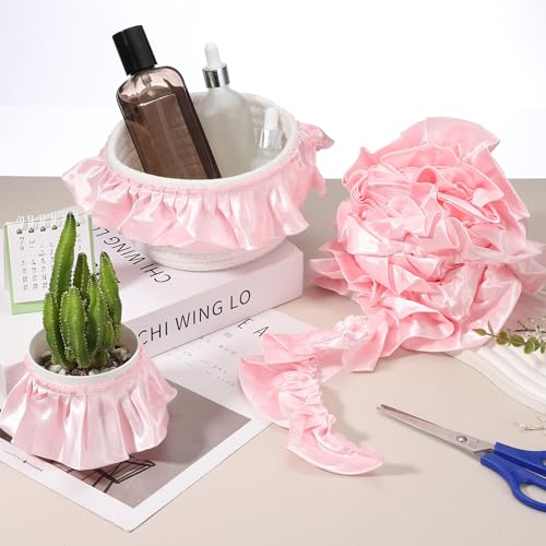 Dentelle plissée en mousseline rose rouge pour customiser une robe d'été