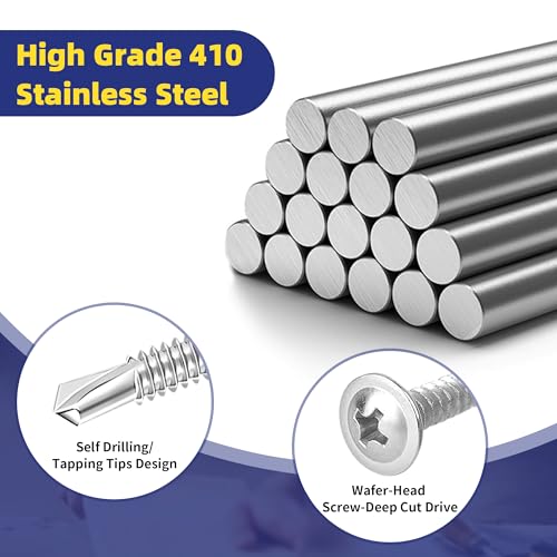 210pcs Selbstschneidende Schrauben, Edelstahl Blechschrauben Selbstschneidend Bohrschrauben Selbstbohrende Schrauben Set M4.2 * 50mm / 38mm / 30mm / 25mm / 19mm / 13mm