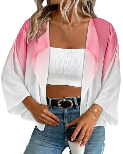 Image of Womens Summer Tops Short Shrugs Kimono Cardigans Casual Chiffon Bolero Jackets 2026