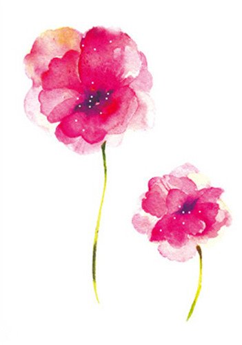 SanerLian Waterproof Temporary Fake Tattoo Stickers Watercolor Pink Flowers Oil Painting Set of 2