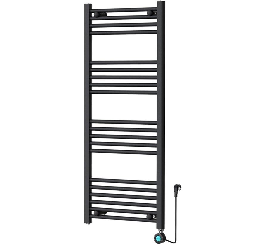 Elektrischer Handtuchheizkörper mit Digitalem Thermostat 1200x500 mm Schwarz Matt – 500W Badheizkörper Energieeffizienter Handtuchheizer Wandmontage Handtuchtrockner Plug & Play