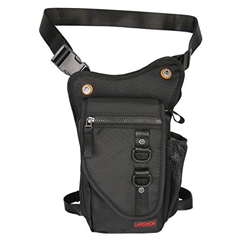 Thigh Bag, Larswon Leg Pouch Bag Thigh Pack Bag Tactical Waist Bag Motorcycle Bag Waterproof Black Cover