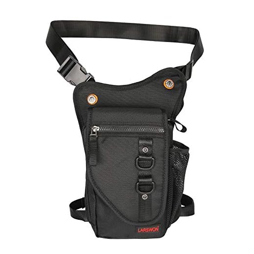 Thigh Bag, Larswon Leg Pouch Bag Thigh Pack Bag Tactical Waist Bag Motrocycle Bag Waterproof Black