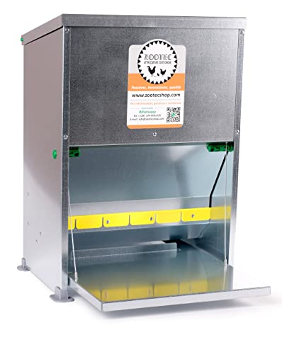Zootec Mangeoire Poules Anti Nuisible Automatique 14 Kg- Distributeur Graines Poules - 35.5 × 24 × 47.5 cm