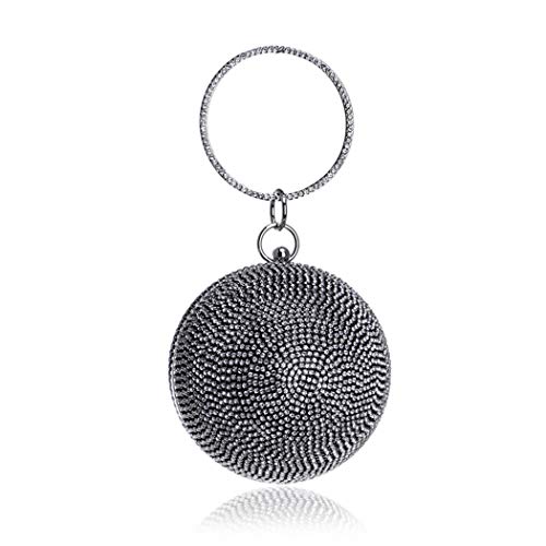 Image of Ball Shape Clutch Purse Party Handbag Rhinestone Ring Handle Evening Bag