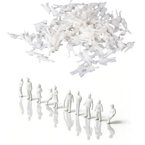 Miayical Figurines Architecturales Miniatures,Personnages Miniatures,Figurines Blanches Non Peintes pour Les Maquettes D'architecture,Les Scènes de Bac à Sable,Diverses Poses,1:100,100 pièces