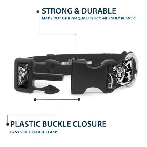 Collar Buckle Down ajustable 13 - 18 pulgadas, clip plástico negro/blanco para perros 5
