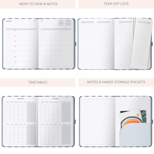 Busy B A5 Diary, Mid-Year 17 Month Aug '25, Dec '26, Stripe Academic Diary, Week to View Planner with Pen Loop - Image 4