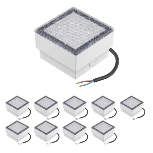 ledscom.de 10 LED luz empotrada CUS, IP67, 10x10 cm, blanco cálido