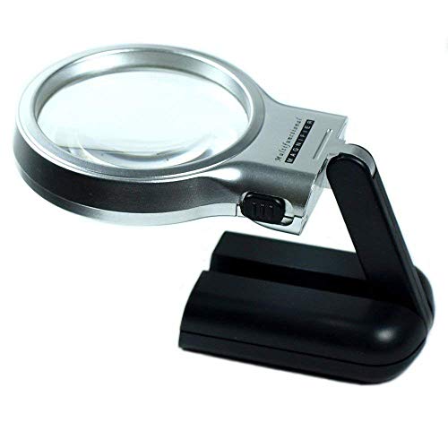 Image of KP2 3X LED Light Hands Free Magnifying Glass with Light Stand Foldable Portable Illuminated Magnifier for Reading, Inspection, Soldering, Needlework, Repair, Hobby & Crafts