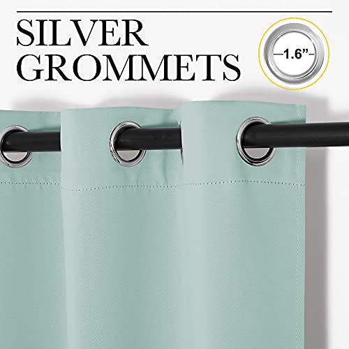Image of NICETOWN Window Curtain Panels, Thermal Insulated Solid Grommet Blackout Draperies /Drapes for Loft, Dorm (Aqua, One Pair, 34 by 54-inch)