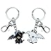 BEIFON 2pcs Couple Porte-Clés Métal Forme Dragon Krokmou Keychain Toothless Accroche de Sac Cadeau Amoureux Enfant pour Charismas Anniversaire Saint-Valentin Mariage（Noir+Blanc), TU