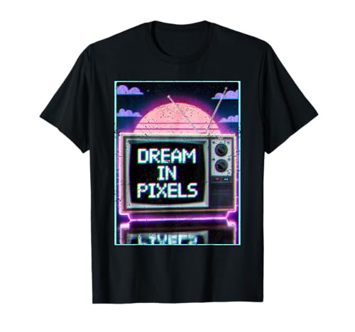 Retro CRT TV Dream in Pixels Vaporwave Style T-Shirt
