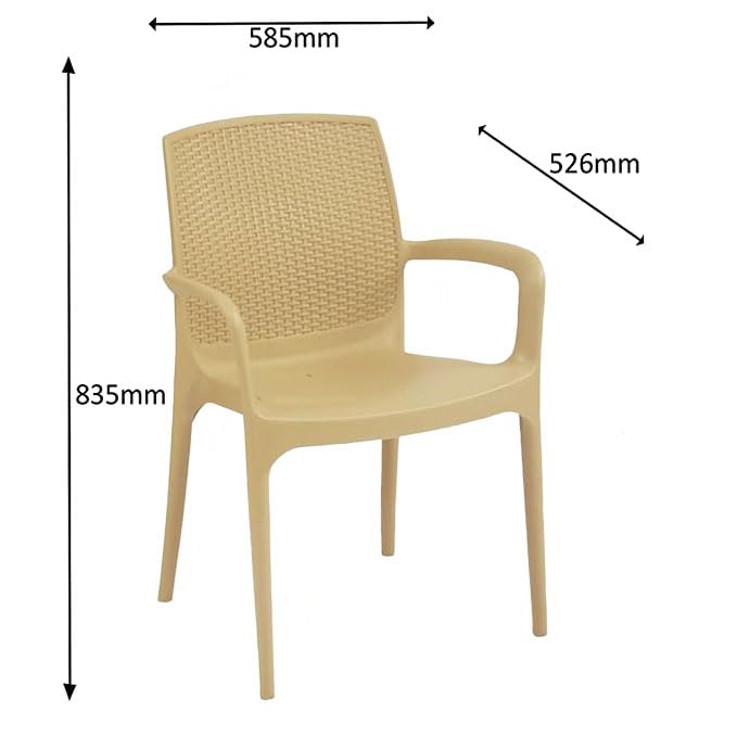 Image of Supreme Texas Heavy Duty Armrest Plastic Chair for Home, Garden, Office, Indoor /Outdoor Use(Color: Cane; Qnt: 2 Pc.)