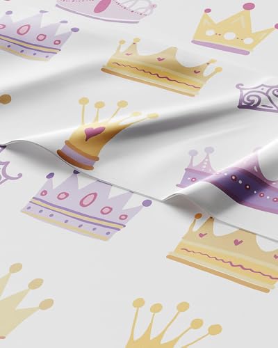 Image of Kids Twin Princess Crowns Bed Sheets - 3 Piece Princess Crowns Sheet Set