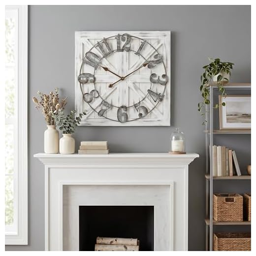 Large Farmhouse Wall Clock – 24 Inch Square Rustic Wooden Clock with Decorative Reversible Wooden Sign, Perfect for Any Space and Ideal Gift