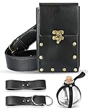 Sweetude 5 Pcs Renaissance Cosplay Accessory Belt Pouch Waist Bag Medieval Skirt Hike Vintage Mug Strap Festival Cork Potion Bottle Leather Belt for Halloween Party DIY Crafts Costume (Black)