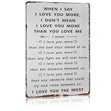 I Love You More Metal Sign,8x12in Romantic Aluminum Sign,Love Quote Wall Decor,Couple Home Decor,Rustic Aluminum Plaque