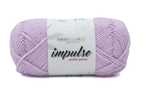 Image of WOAFashions Impulse Hand Knitting & Crochet Yarn, Premium Acrylic, 4 : Medium (Lilac) (2x100gms / 3.5oz / 200mtr / 218yds)
