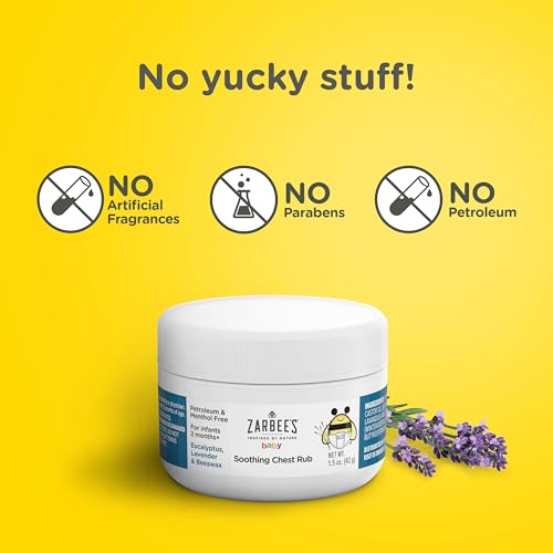 Zarbee's Baby Soothing Chest Rub with Eucalyptus & Lavender, Petroleum-Free Safe and Effective Formula, 1.5 Ounce - Image 5