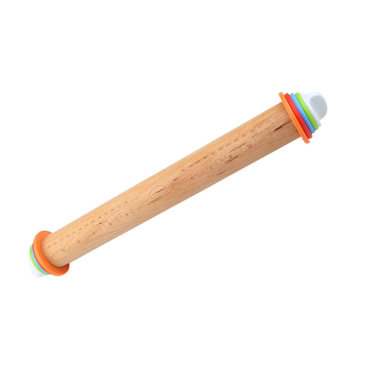 Rodillo de Madera de Haya con Escala de Grosor Ajustable y Discos Removibles para Amasar Pasteles y Fideos Caseros de Forma Precisa y Cómoda