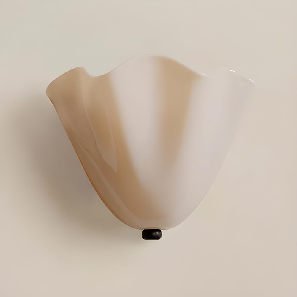 LITFAD Modern Simple Style Wall Sconce with Glass Shade, 1 Light Sleeping Room Sconce Light Ambient Light Scallop Shape LED Bedside Lamp Wall Lamp for Bedroom Hotel Corridor, 110V-120V White
