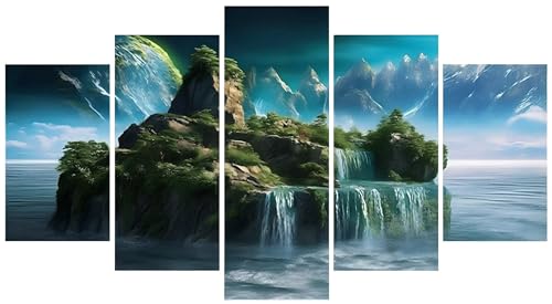 Diamond Painting cascade géant pour décorer le salon | Kit broderie adulte 5 pièces