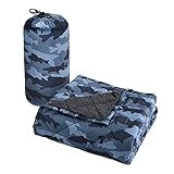 Coleman Indoor Outdoor Reversible Water Resistant and Sherpa Throw Blanket 50x60 Inch, Blue