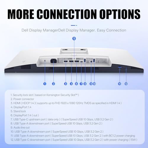 Image of Dell UltraSharp U2424H Monitor - 24 Inch, Full HD (1080p) 1920 x 1080 at 120 Hz, 16:9 IPS, Computer Monitor Screen with DisplayPort, Type-C, and USB-C Cables - 1 Pack (New)
