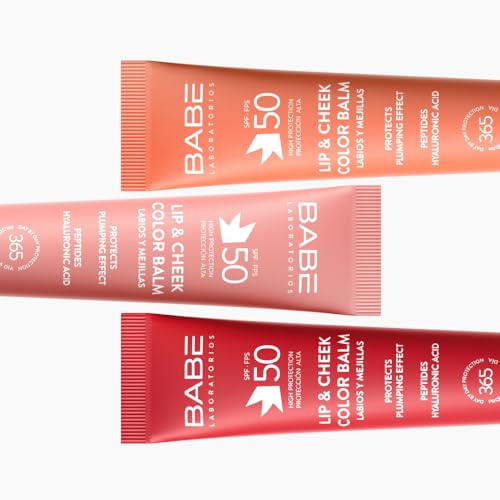 Laboratorios Babé LIP & CHEEK SPF 50 Rosa – Fotoprotektiver Balsam in Rosaton, hoher Sonnenschutz LSF 50, feuchtigkeitsspendend und natürlicher Volumeneffekt, für Lippen und Wangen