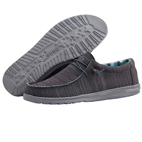 Hey Dude Men's Wally Sox Charcoal Size 15 | Men’s Shoes | Men's Lace Up Loafers | Comfortable & Light-Weight
