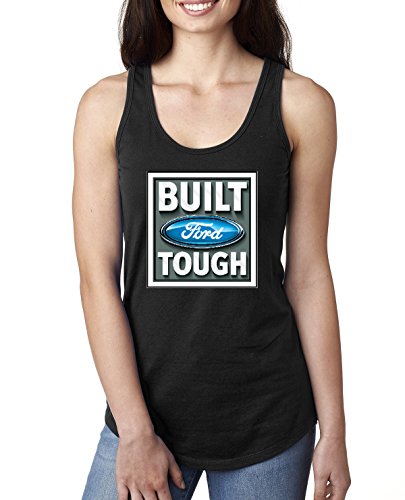 Built Ford Tough Logo | Womens Cars and Trucks Jersey Racerback Tank Top, Black, X-Large