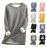Womens Long Sleeve Crewneck Basic T Shirt - Fall Winter Warm Thick Fleece Shirts Wool Velvet Tee...