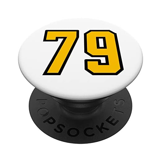 Número #79 Camiseta deportiva Lucky No. Amarillo Negro Edad de cumpleaños PopSockets PopGrip Intercambiable