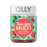 OLLY Teen Girl Multi Gummy, Healthy Skin and Immune Support*, Essential Vitamins, Biotin, Zinc, Chewable Multivitamin, Strawberry Melon Flavored, 50 Day Supply - 100 Count