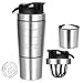 Produktbild ROCKY&CHAO Protein Shaker 700+200ml Edelstahl Eiweiß Shaker mit Pulverfach & Kugel, Shaker Flasche für Proteinshake, Sport & Fitness, mit Schnappdeckel, auslaufsicher